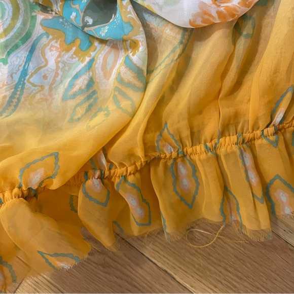 Free People Orange Green Boho Pattern Sheer Tunic Swim Beach Cover Up - Picture 6 of 6